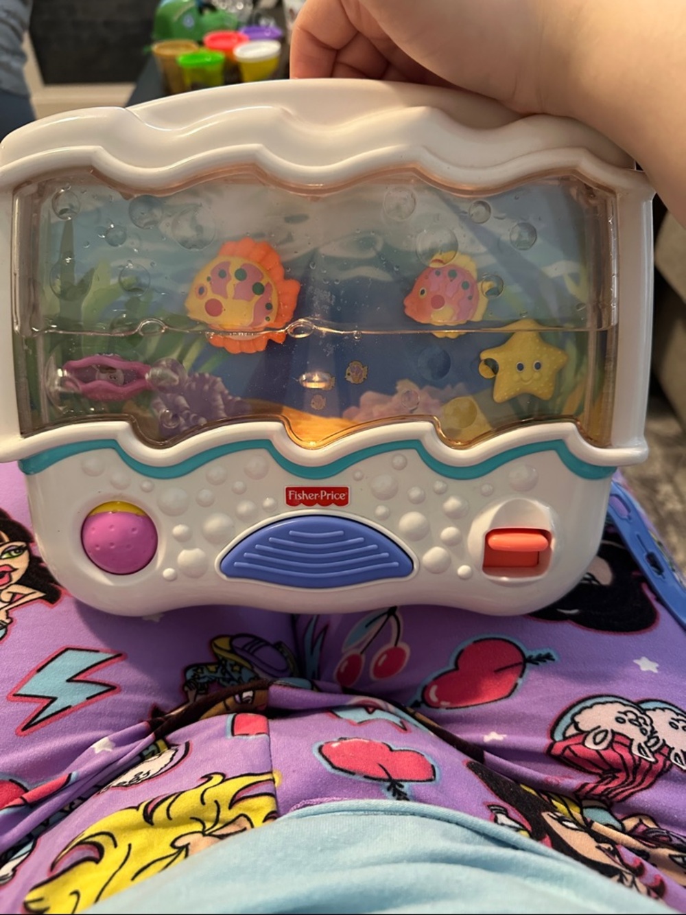 Fisher-Price White Ocean Water Motion Nightlight with Multicolor Fish Accents
